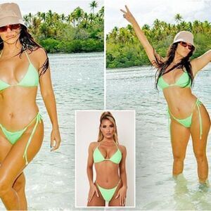 Meshki Green Aliza String Tie Swim Bottoms